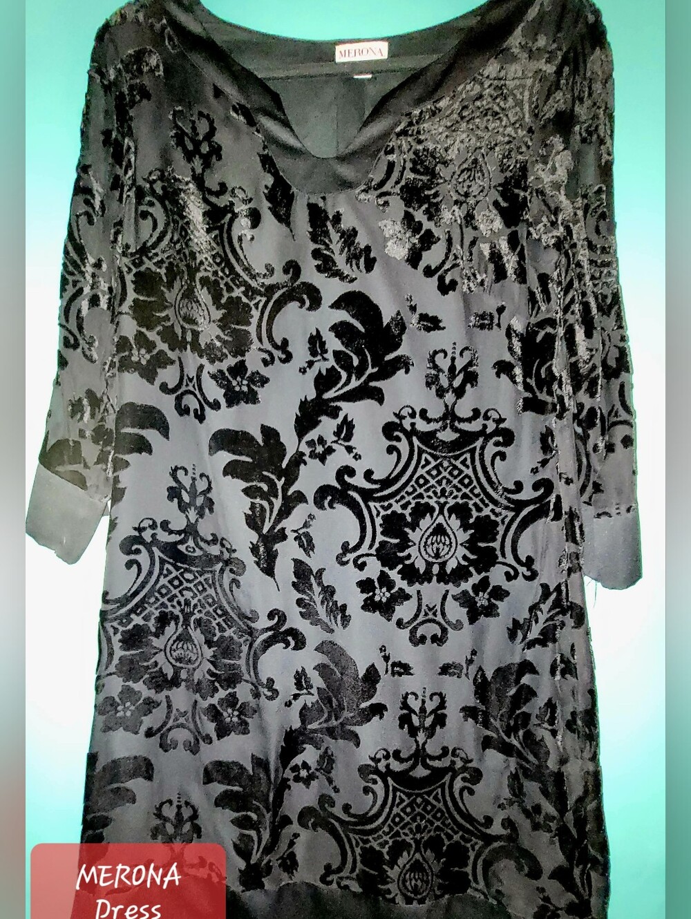 Merona Black Velvet Burnout Midi Dress